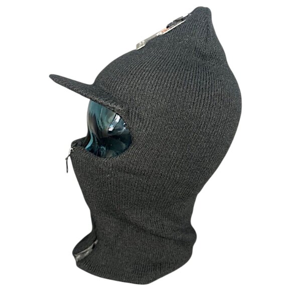 Wild Wear Knit Hood Balaclava Black Front Zip Up with Visor Outdoor Winter Gear - Picture 5 of 8